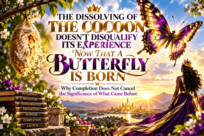 DISSOLVING OF THE COCOON DOESN'T DISQUALIFY ITS EXPERIENCE NOW THAT A BUTTERFLY IS BORN