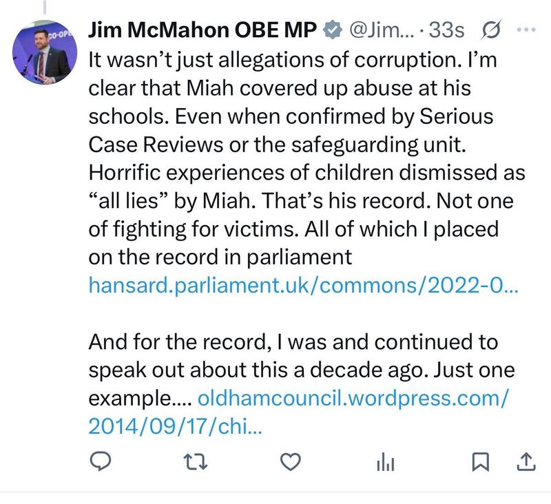 Raja Miah MBE: Legal Action Against Jim McMahon MP