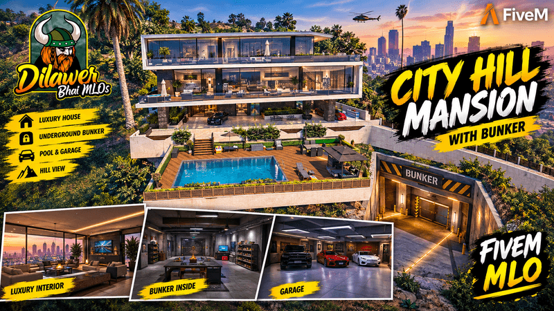 🔥 SECRET BUNKER UNDER THIS INSANE HILL MANSION! 😱 | FiveM MLO | GTA 5 RP
