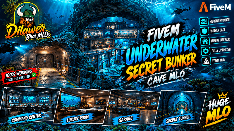 GTA 5 FiveM UNDERWATER SECRET BUNKER MLO 🌊 Hidden Cave Base | Insane Secret Location!