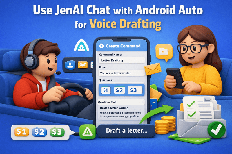 Use JenAI Chat with Android Auto for Voice Drafting