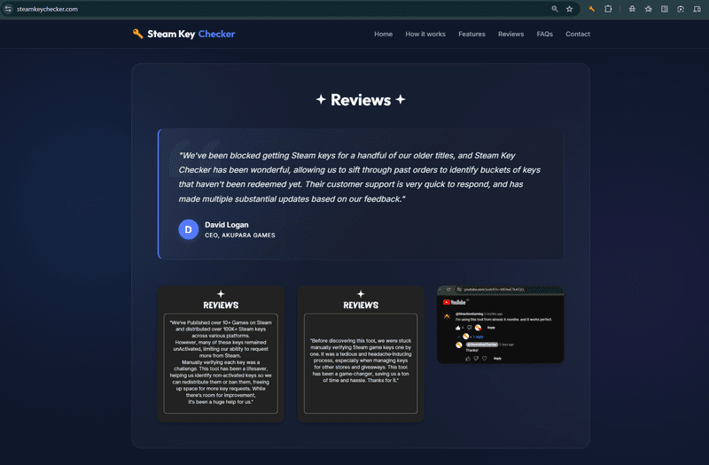Testimonials & Reviews by Existing Supporters.