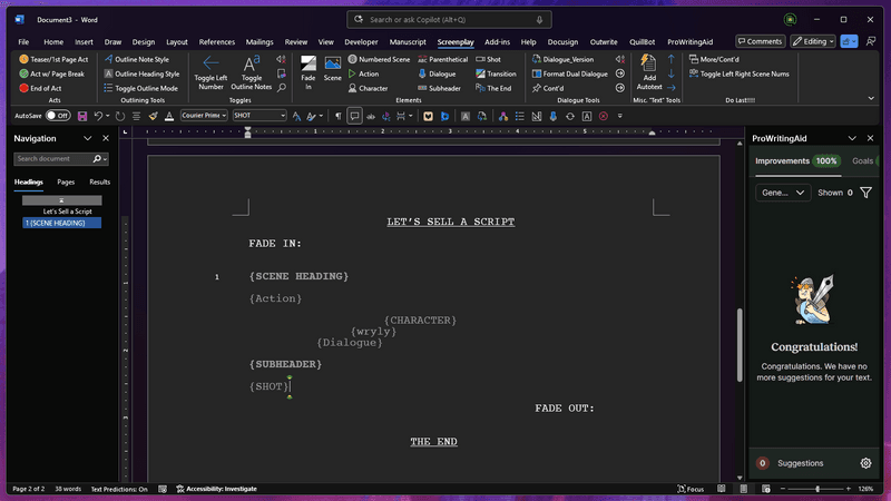 MS Word Screenplay Writing is Possible
