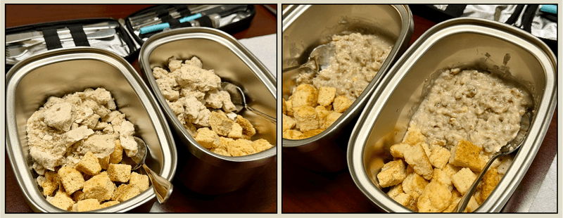 Rehydrating Freeze Dried Biscuits And Sausage Gravy (Lower-Carb Mix)