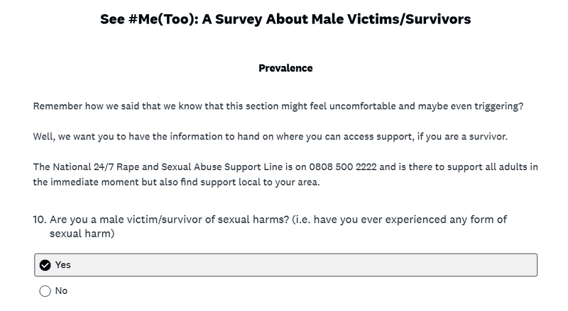 "Me Too" Male Victims Survey BS