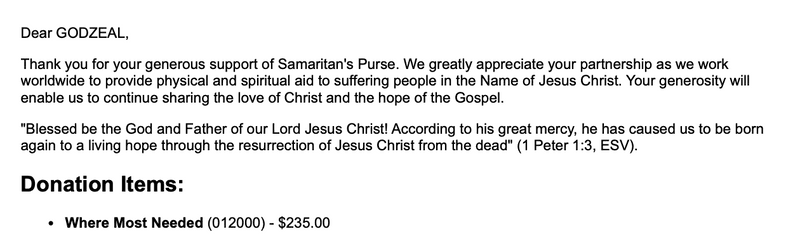 We have made our very first donation!