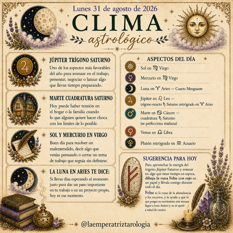 🌗♍ Clima Astrológico: Lunes 31 de agosto