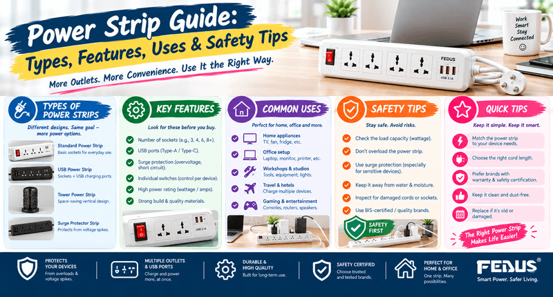 Power Strip Guide: Types, Features, Uses & Safety Tips