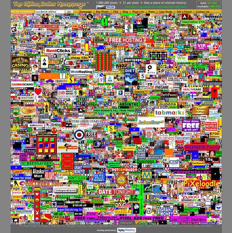 Million Dollar Homepage in 2005