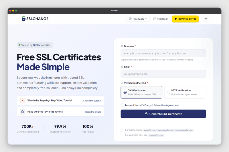 Free SSL Generator – Instantly Secure Your Website with sslchange.com