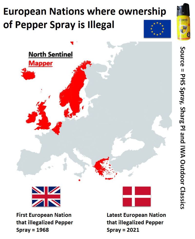 European Nations where ownership of Pepper Spray is Illegal 🇪🇺