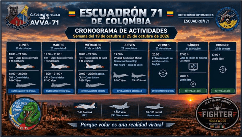 Cronograma para esta semana del Escuadrón 71