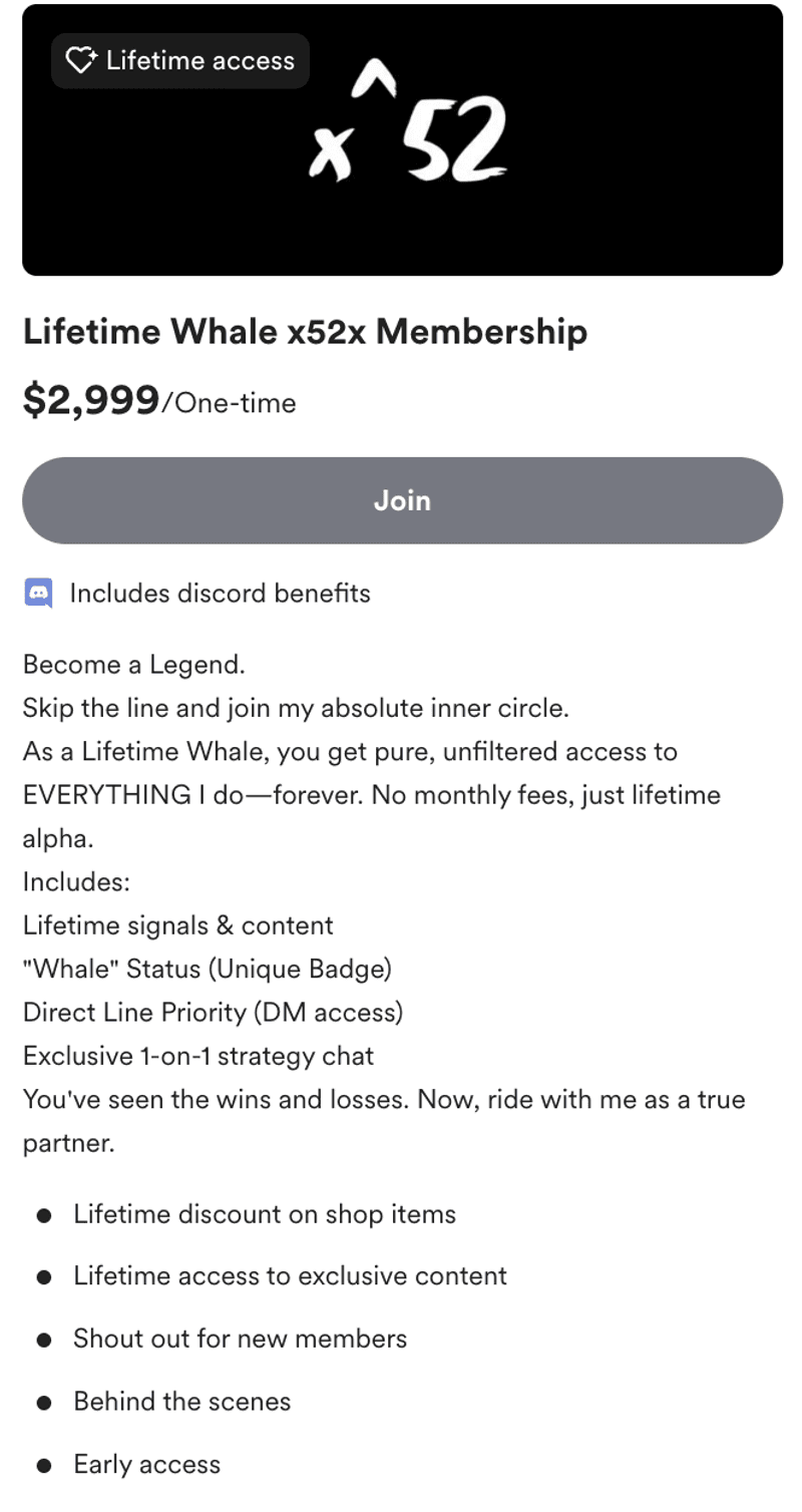 x52x LIFETIME Membership Option