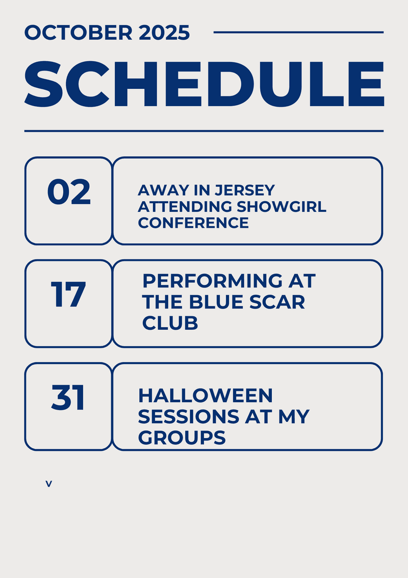 Calender of events in October, Please DM for any information on events