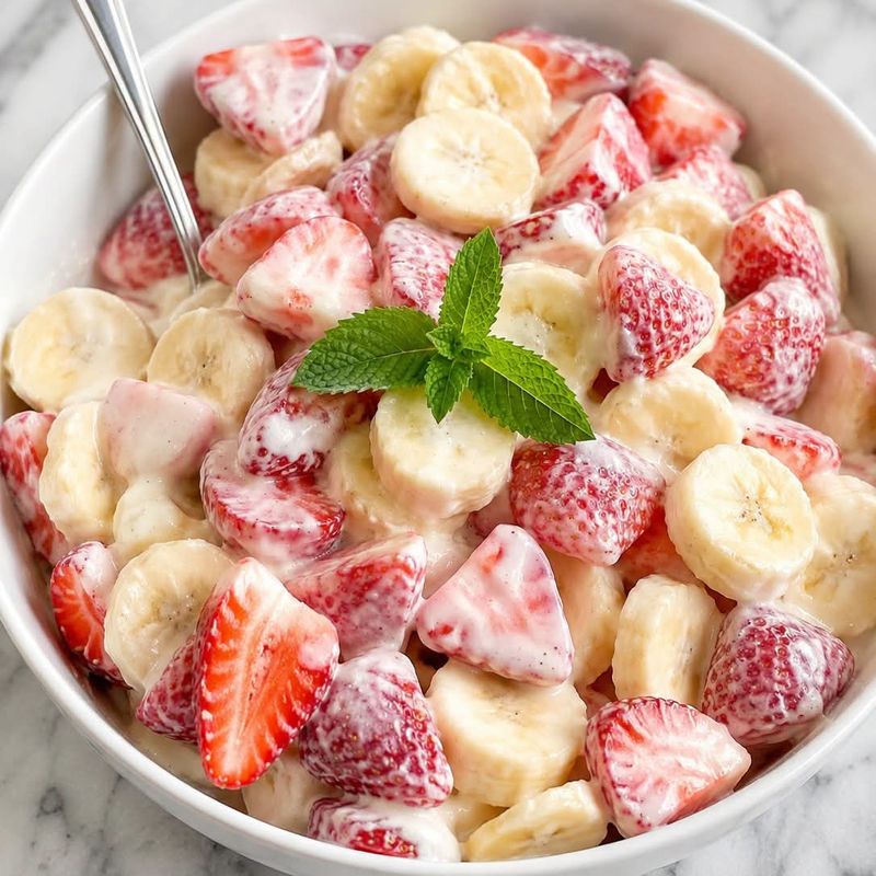Creamy Strawberry Banana Fruit Salad