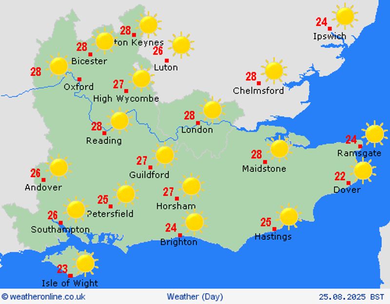 Today's Weather Monday 25th August 2025
