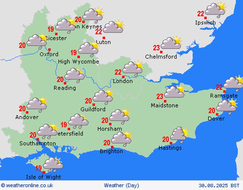 Today's Weather Saturday 30th August 2025