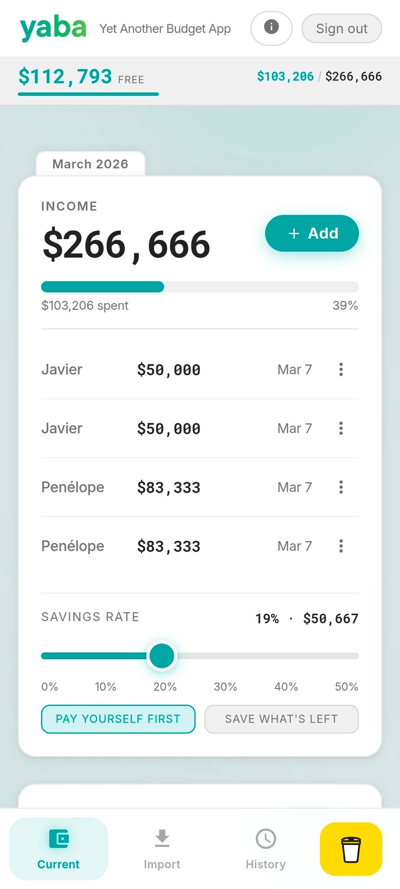Yaba - Yet Another Budget App