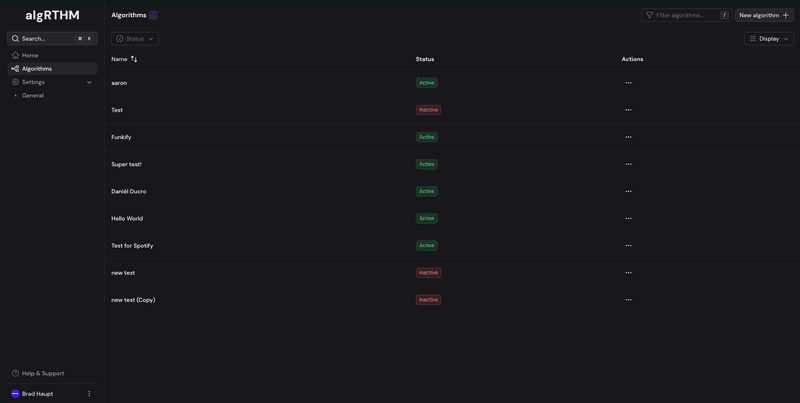algRTHM private beta behind the scenes