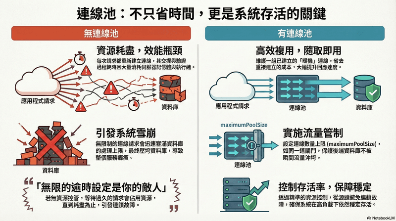 Connection Pooling：你以為只是「省時間」，其實是在控制整個系統的存活率