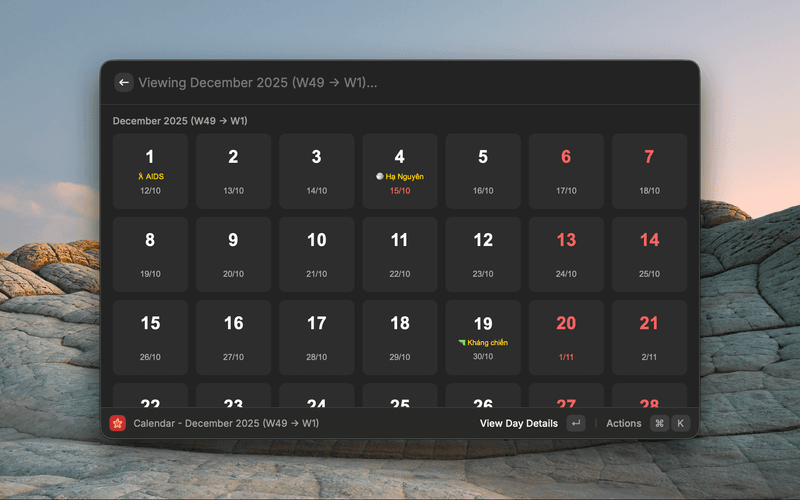 Vietnamese Calendar Raycast Extension