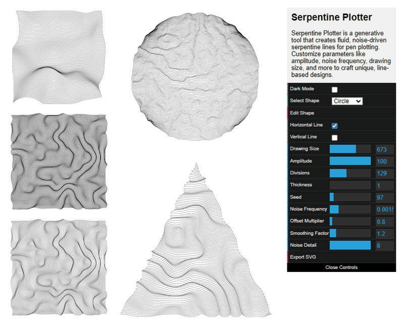 Serpentine Plotter SVG Generator