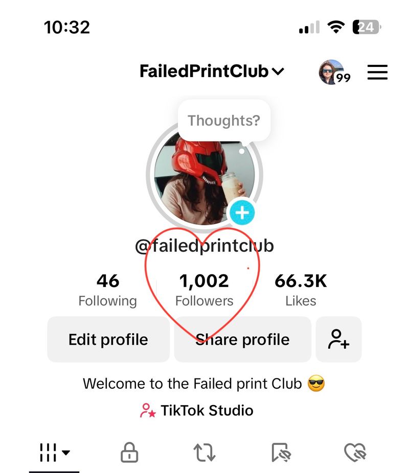 Hit 1,000 followers on TikTok!