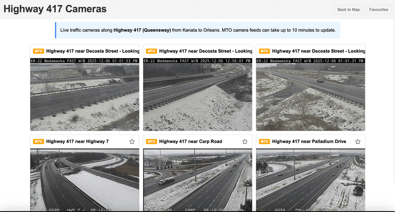 Added "Highway 417 Cameras" button