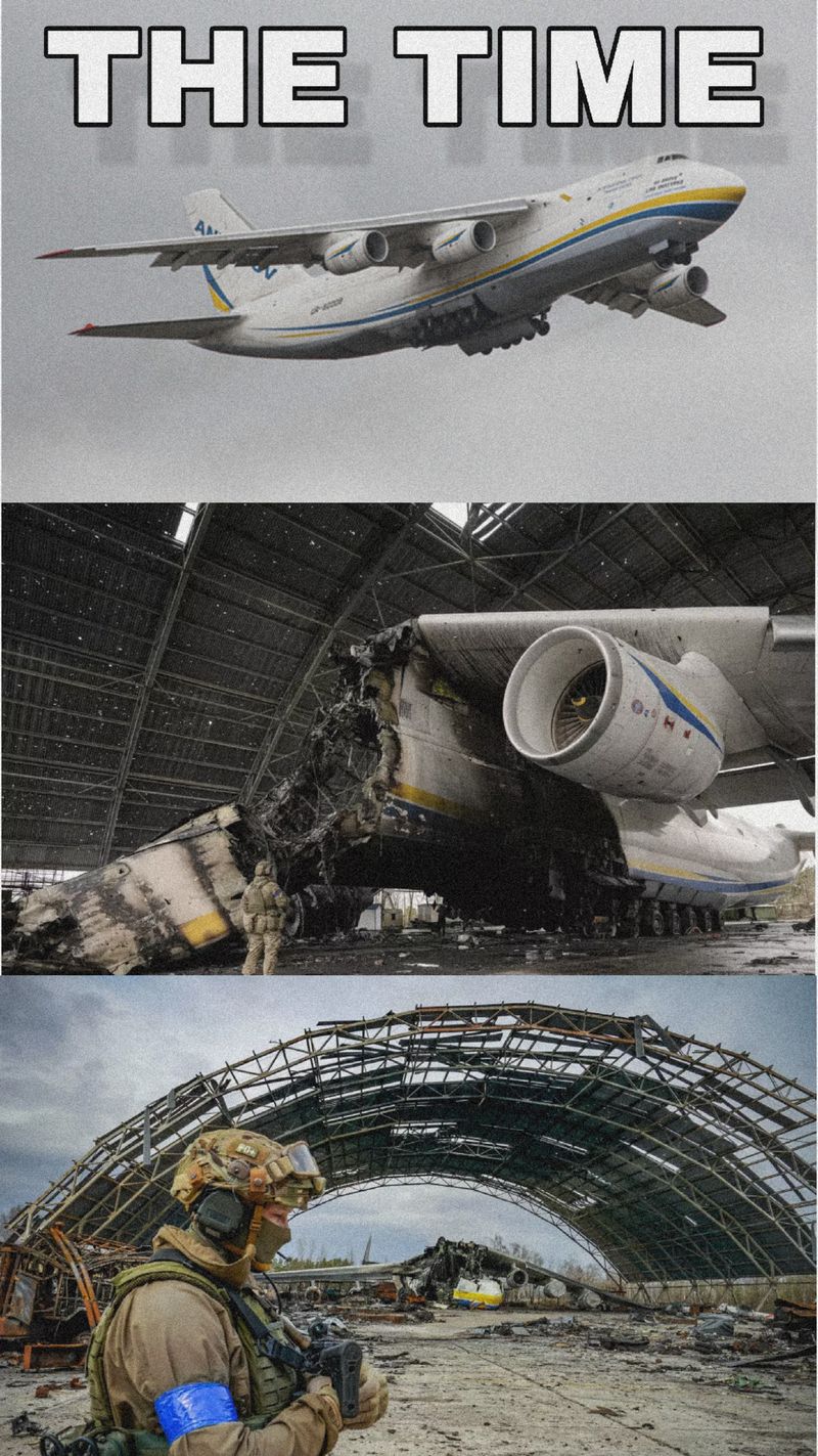 An Antonov An-225 Mriya cargo plane, the world's biggest aircraft, destroyed by Russian tr