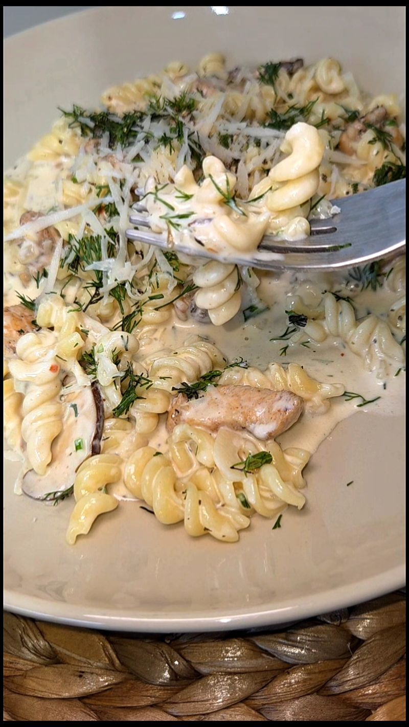 Ultimate Creamy Cheesy Chicken Mushroom Fusilli