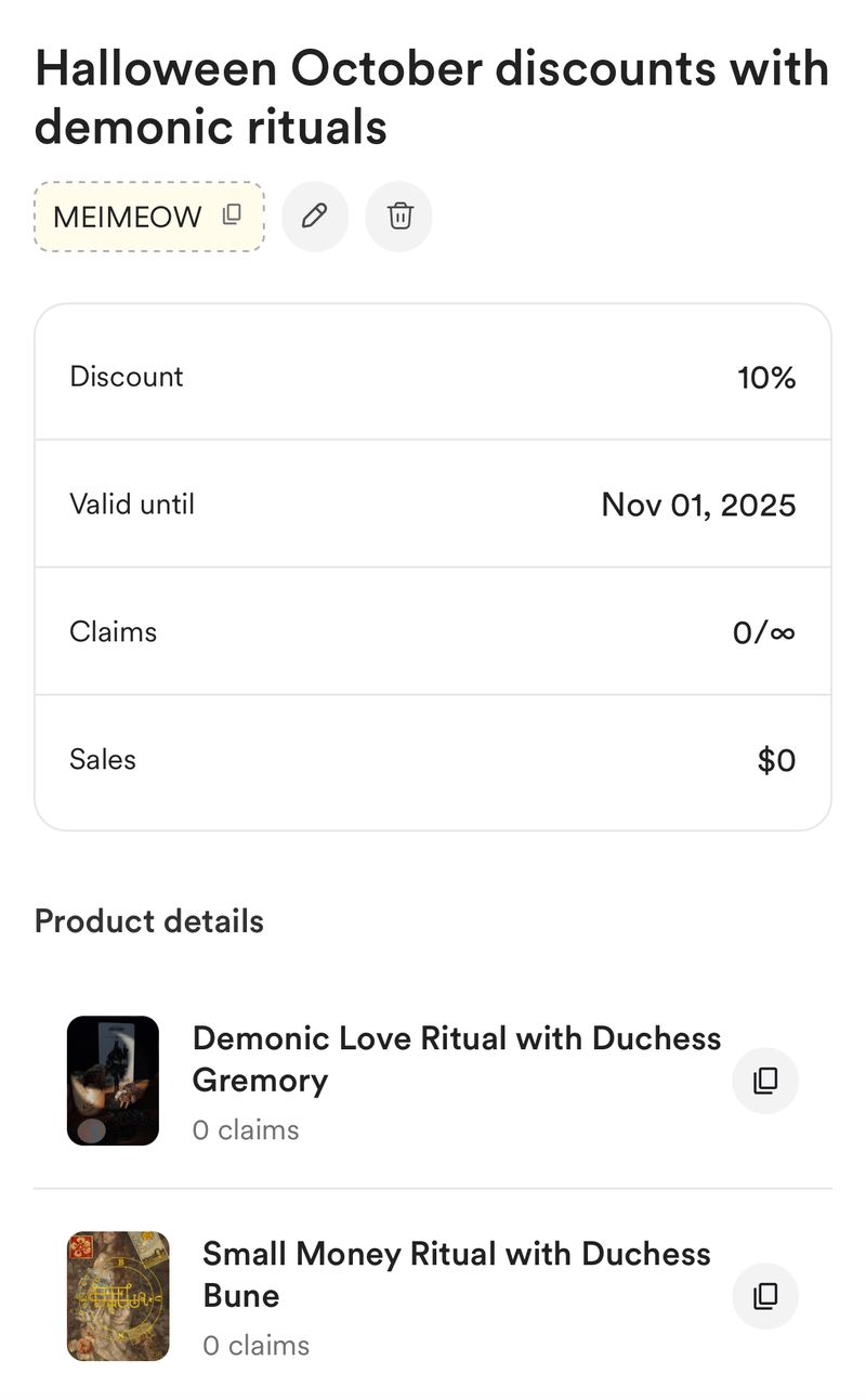 Discount for October! Demonic rituals only!