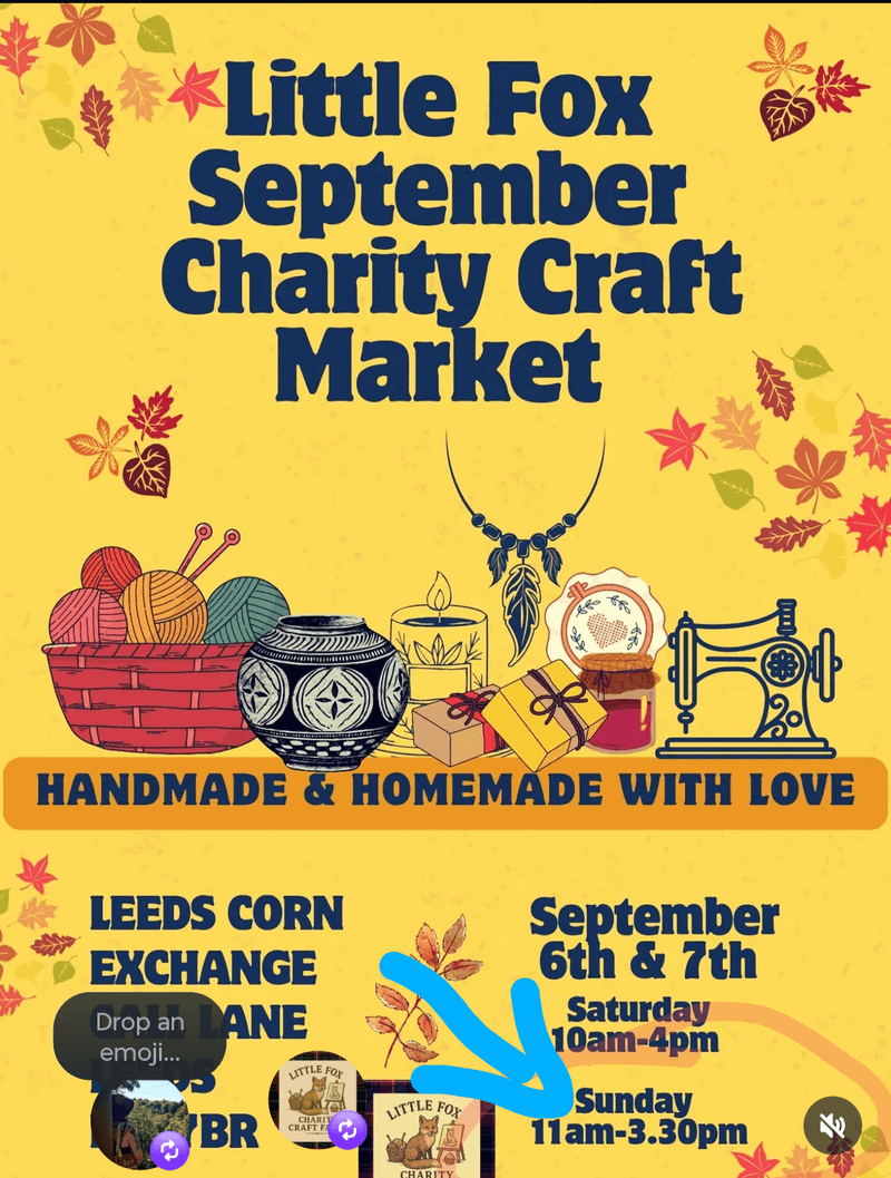Tomorrow! Little Fox Charity Craft Fair! 🍁