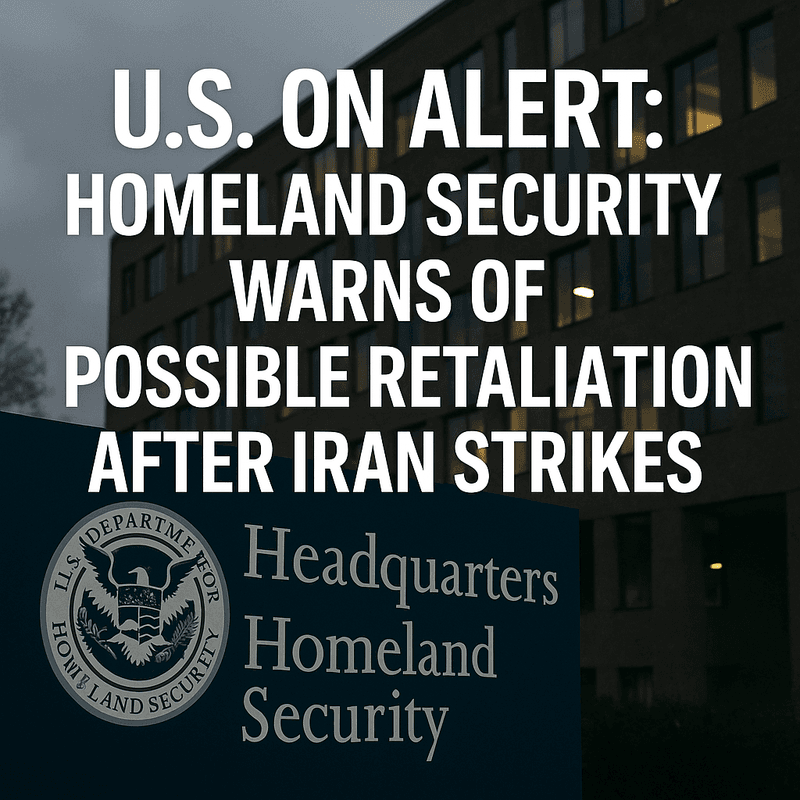 “U.S. on Alert: Homeland Security Warns of Possible Retaliation After Iran Strikes