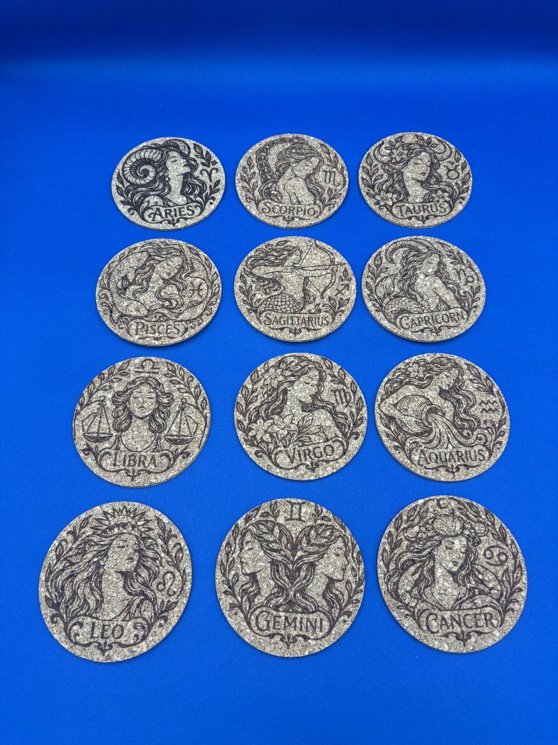 Celestial Zodiac Cork Coasters