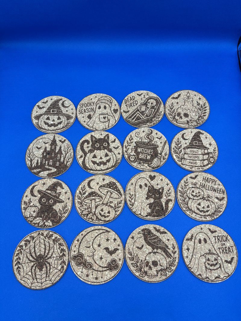 Spooky Halloween Cork Coasters