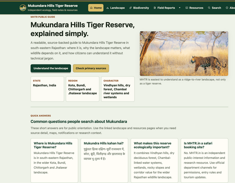 Help us build a living knowledge base for Mukundara Hills Tiger Reserve