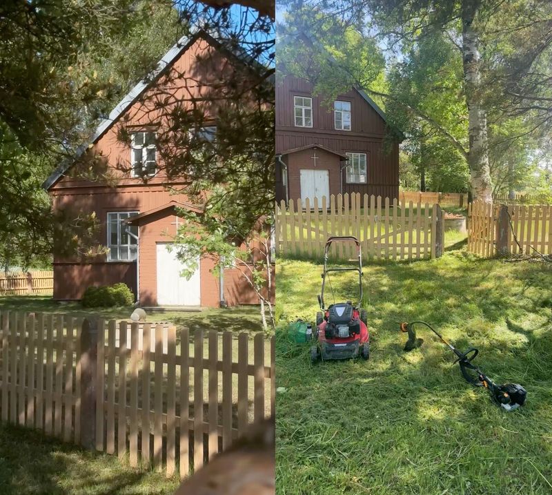 Building foundations & mowing the tall grass