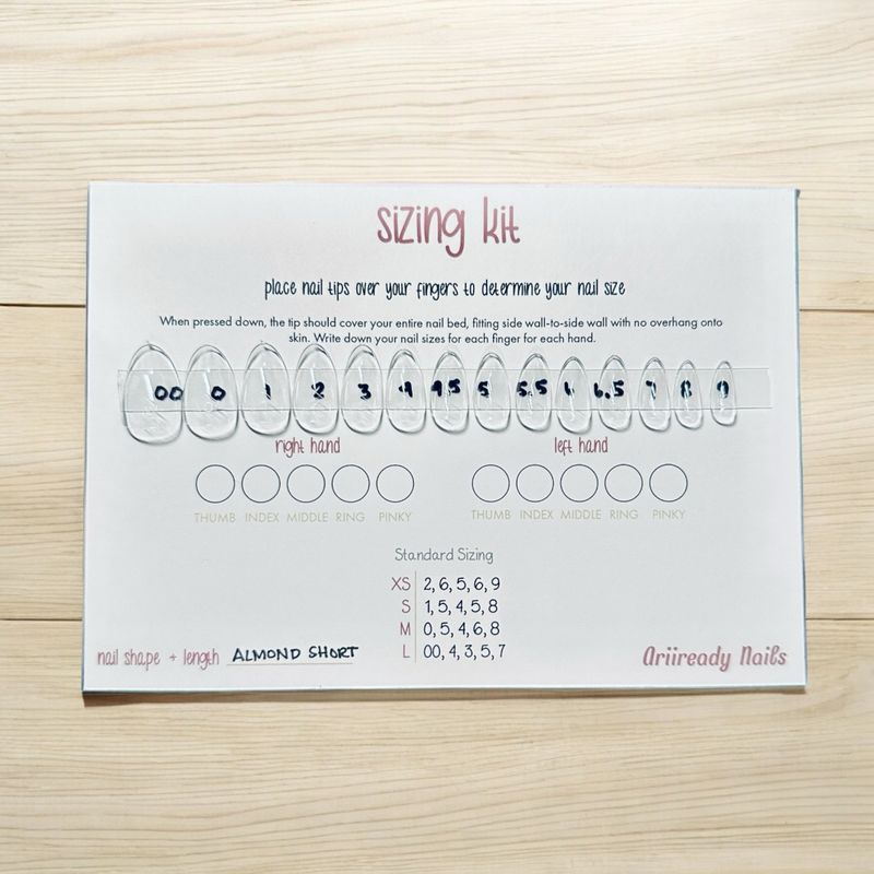 Ariiready Press-on Nail Sizing