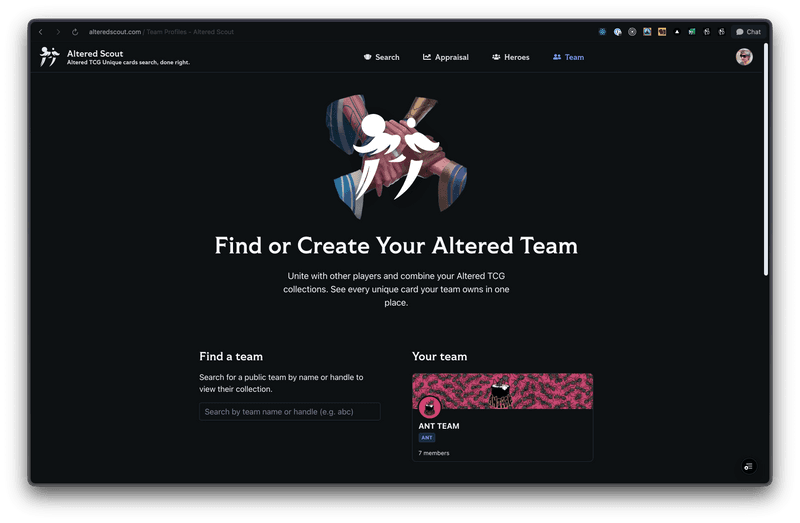 New in Altered Scout: Teams and Collection Privacy Controls