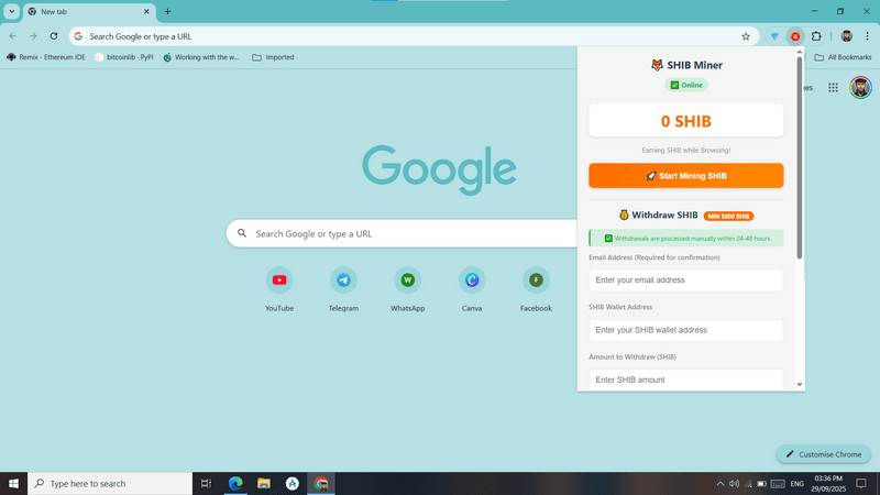 🚀 Shib Miner Chrome Extension – Completed! 💻✨