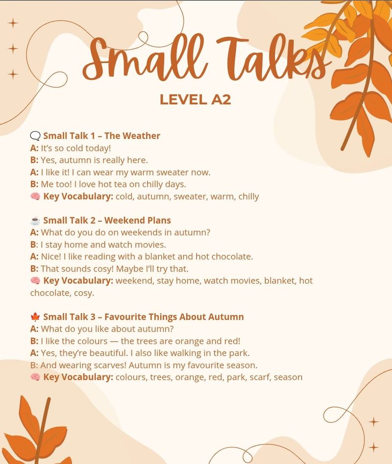 🍂 Cosy October Small Talks – Leve A2