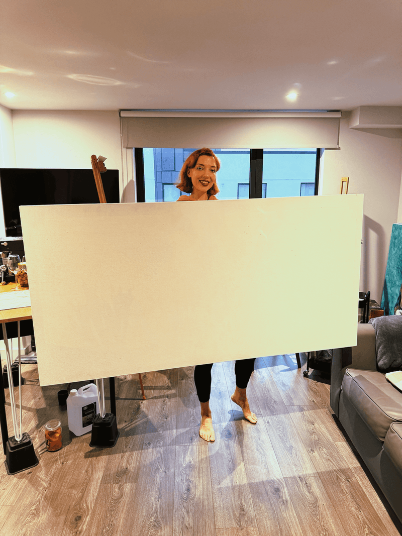 Just stretched a giant canvas, built and tightened entirely by myself 🎨