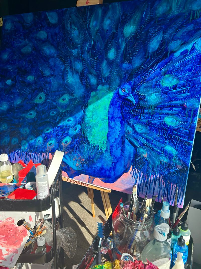 WIP a new painting inspired by the starry Welsh sky 🦚