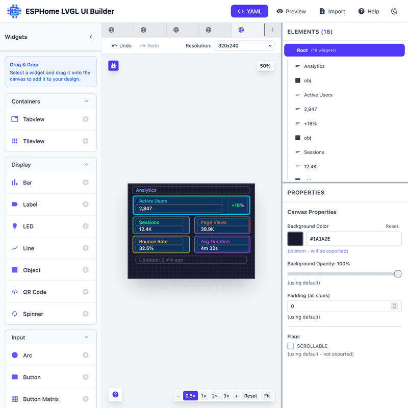 ESPHome LVGL UI Designer: Visual UI Builder for ESP32 displays