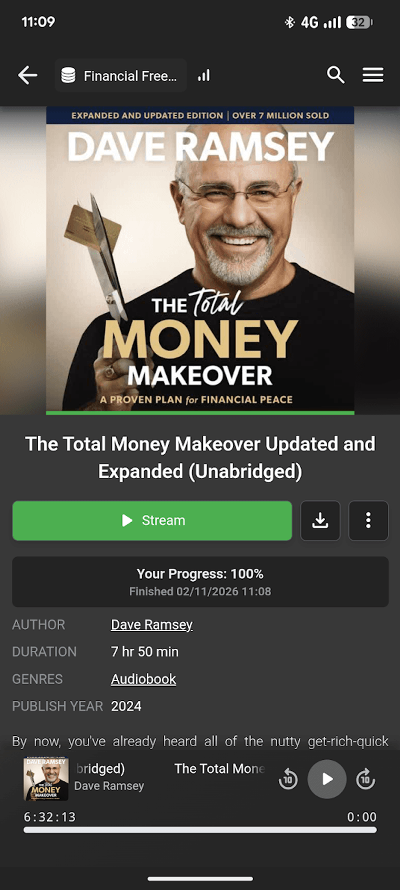 Finished listening / reading to "The Total Money Makeover" by Dave Ramsey