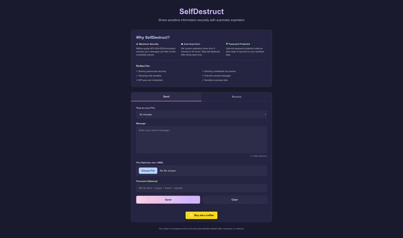 selfdestruct.site is live