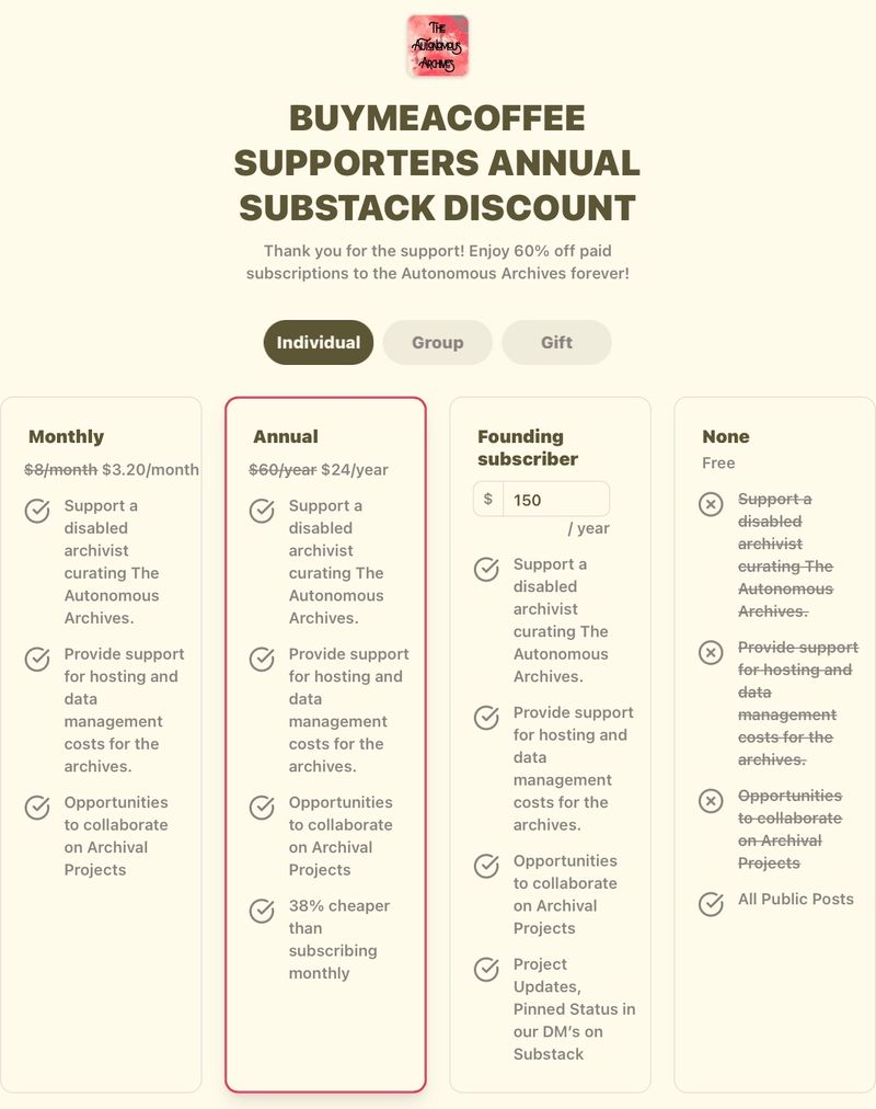 Supporters Annual Substack Discount!