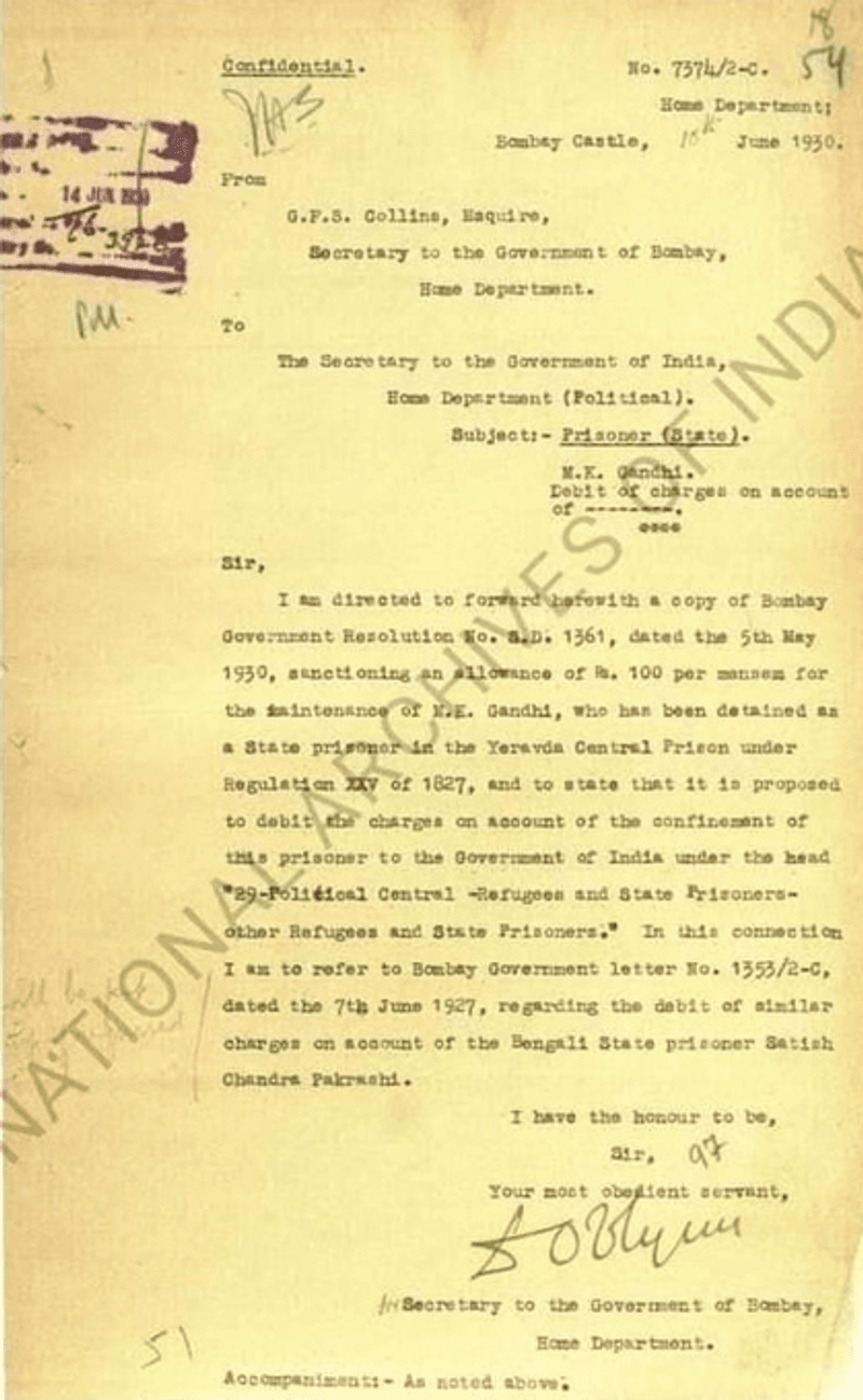MK Gandhi received 100 rupees per month from the British for personal expenses