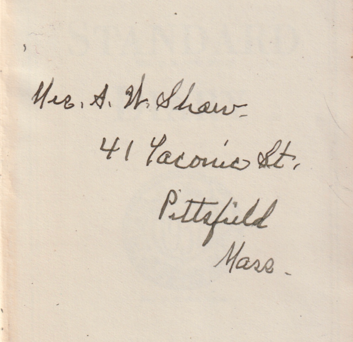 Mrs. Harriet Shaw 1937