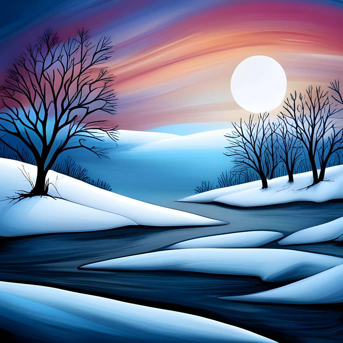 Beautiful Winter Landscape, Digital Print